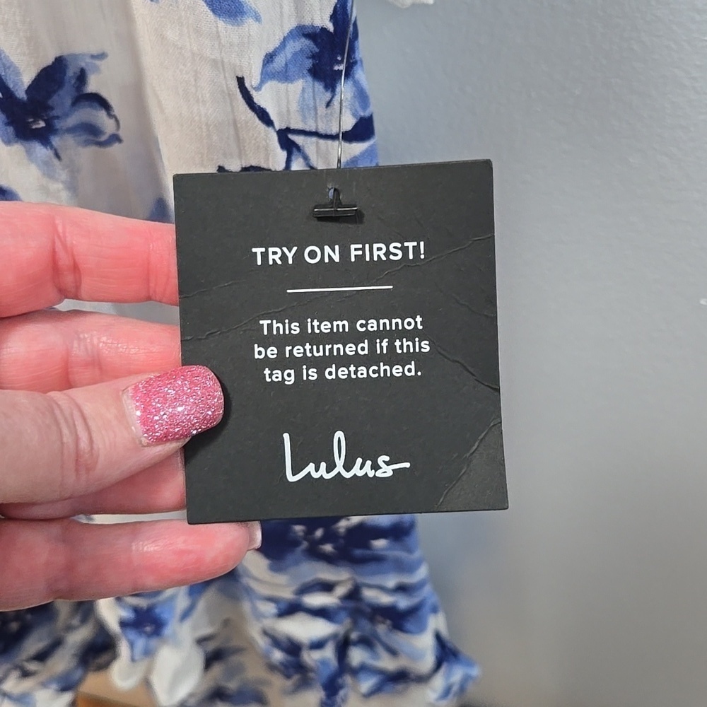 LULUS Floral Blue and White Women's Dress SMALLstars! NWT - Picture 4 of 10